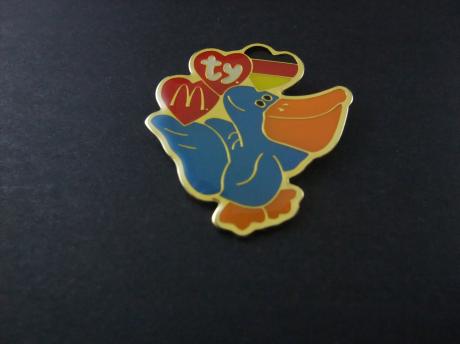 Mcdonalds Happy Meal Mini Ty Teenie Beanie babies 1999 Scoop the  Pelican met Duitse vlag